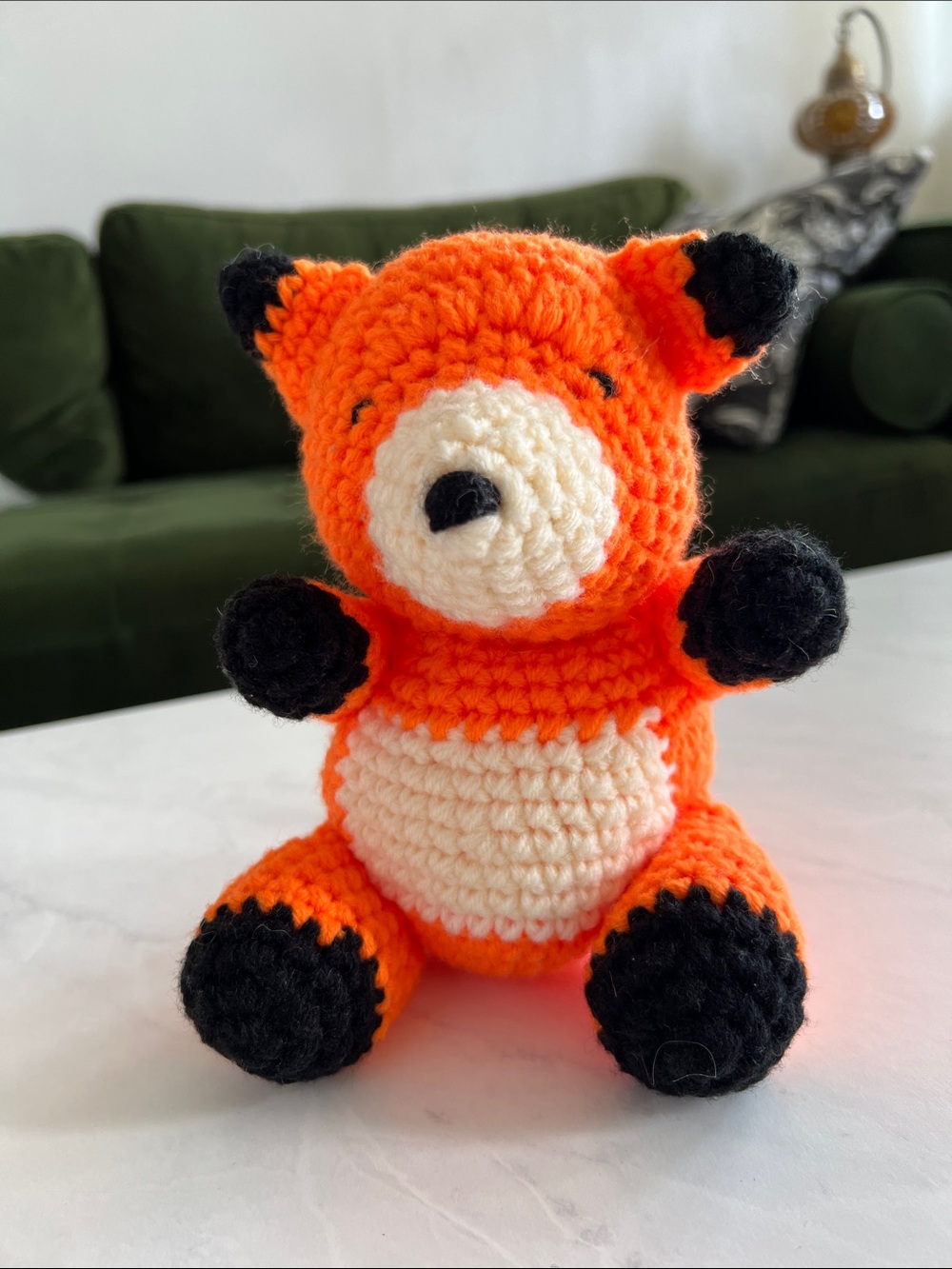 Handmade Orange Crochet Fox Plush Toy for Kids